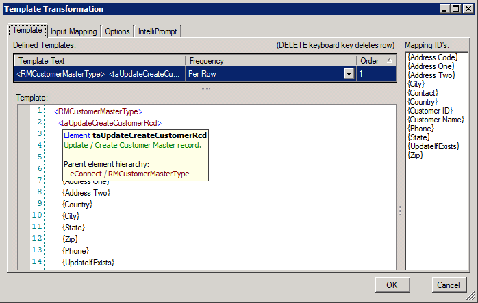 XML Depth and member tooltips and syntax auto completion using eConnect XSD files.